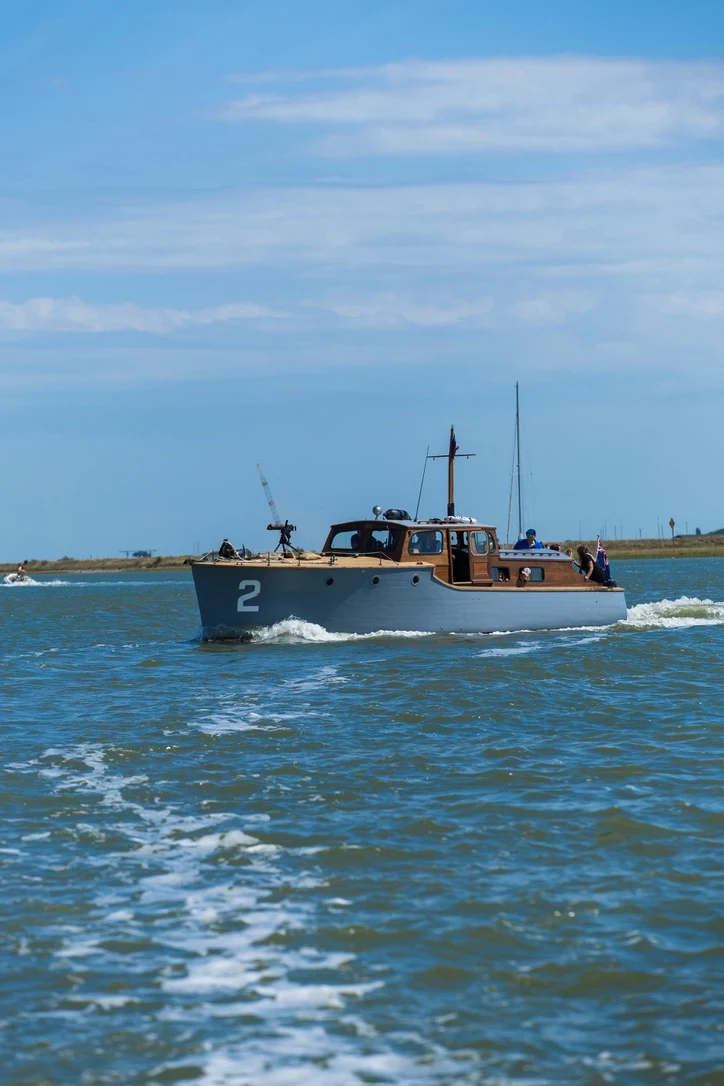 Gerfalcon cruising across blue water